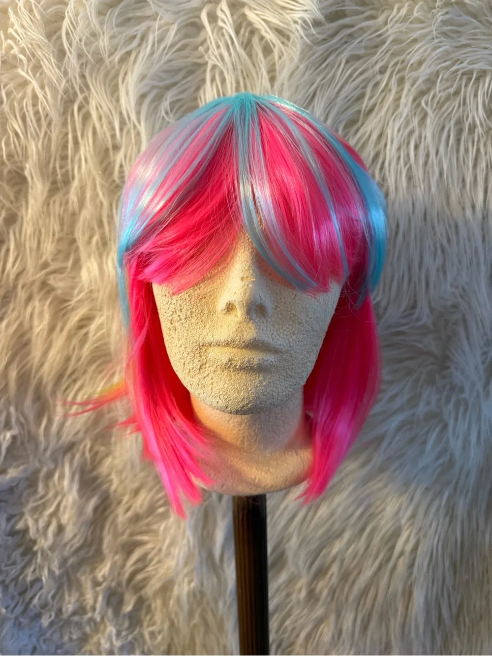 Vibrant Rainbow Synthetic Women’s Wig with Side Bangs